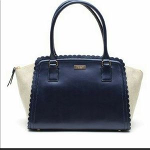 KATE SPADE Blue/Tan Bag with Scalloped Edges